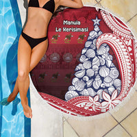 American Samoa Christmas Beach Blanket Seashell Xmas Tree Tribal Waves DT05 - Polynesian Pride