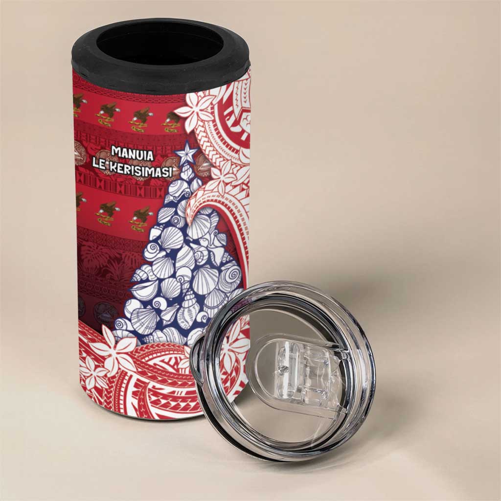American Samoa Christmas 4 in 1 Can Cooler Tumbler Seashell Xmas Tree Tribal Waves DT05 - Polynesian Pride