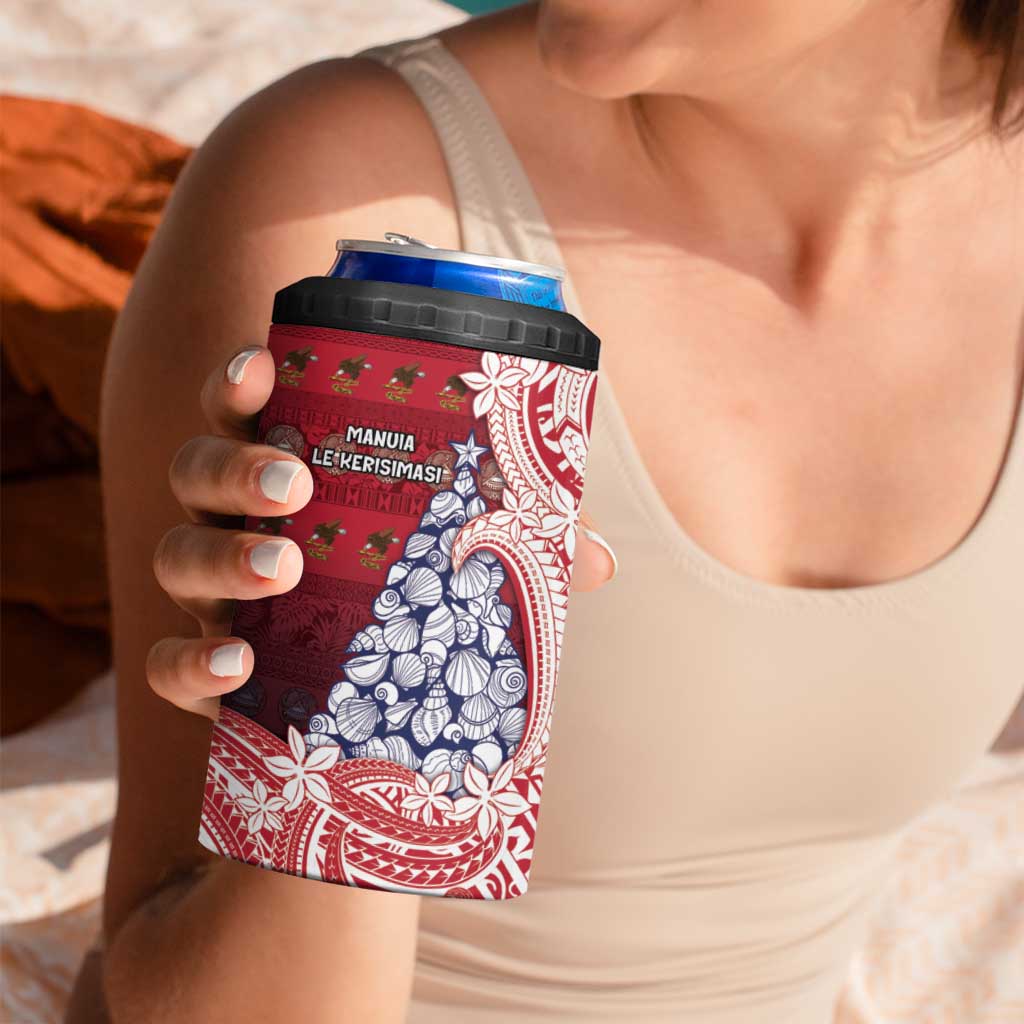 American Samoa Christmas 4 in 1 Can Cooler Tumbler Seashell Xmas Tree Tribal Waves DT05 - Polynesian Pride