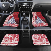 American Samoa Christmas Car Mats Seashell Xmas Tree Tribal Waves DT05 Set 4pcs Red - Polynesian Pride