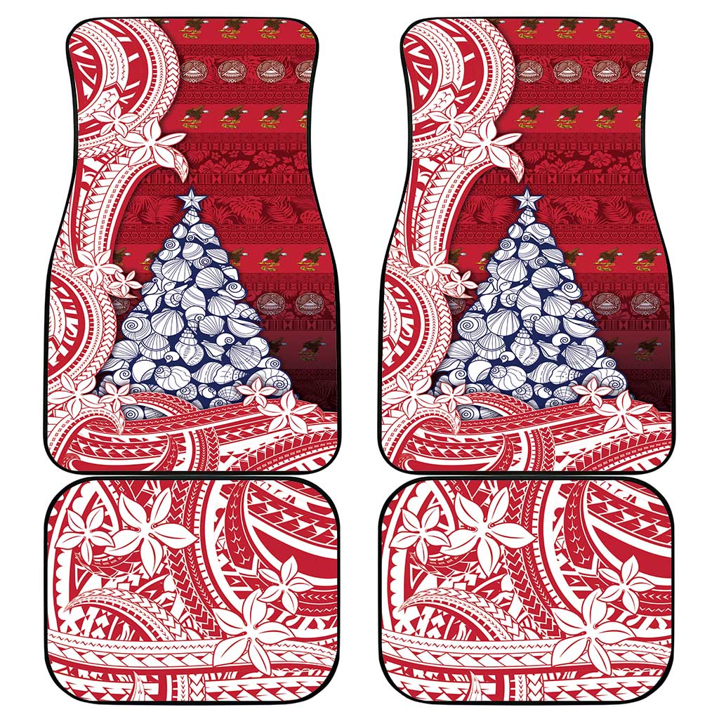 American Samoa Christmas Car Mats Seashell Xmas Tree Tribal Waves DT05 - Polynesian Pride