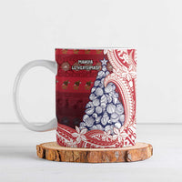 American Samoa Christmas Ceramic Mug Seashell Xmas Tree Tribal Waves DT05 Red - Polynesian Pride