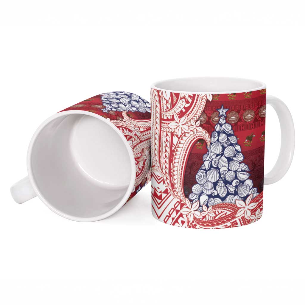 American Samoa Christmas Ceramic Mug Seashell Xmas Tree Tribal Waves DT05 - Polynesian Pride