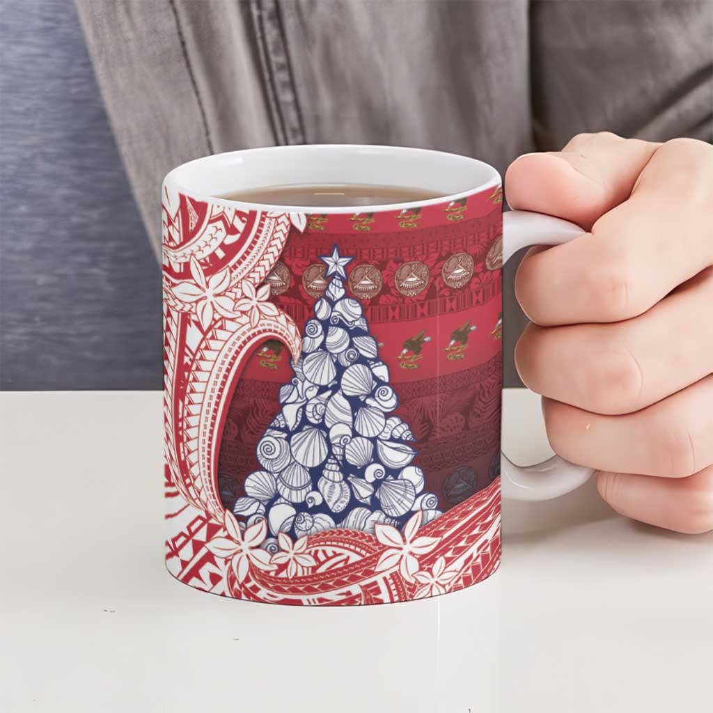 American Samoa Christmas Ceramic Mug Seashell Xmas Tree Tribal Waves DT05 - Polynesian Pride