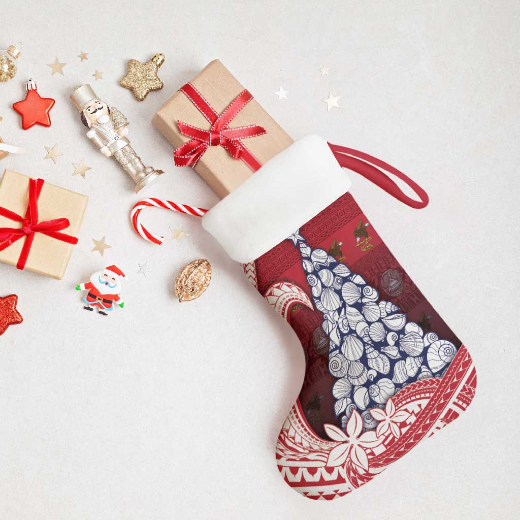 American Samoa Christmas Stocking Seashell Xmas Tree And Waves Patterns DT05 - Polynesian Pride