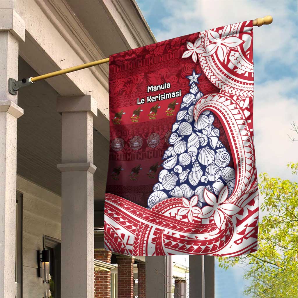 American Samoa Christmas Garden Flag Seashell Xmas Tree Tribal Waves DT05 House Flag Red - Polynesian Pride