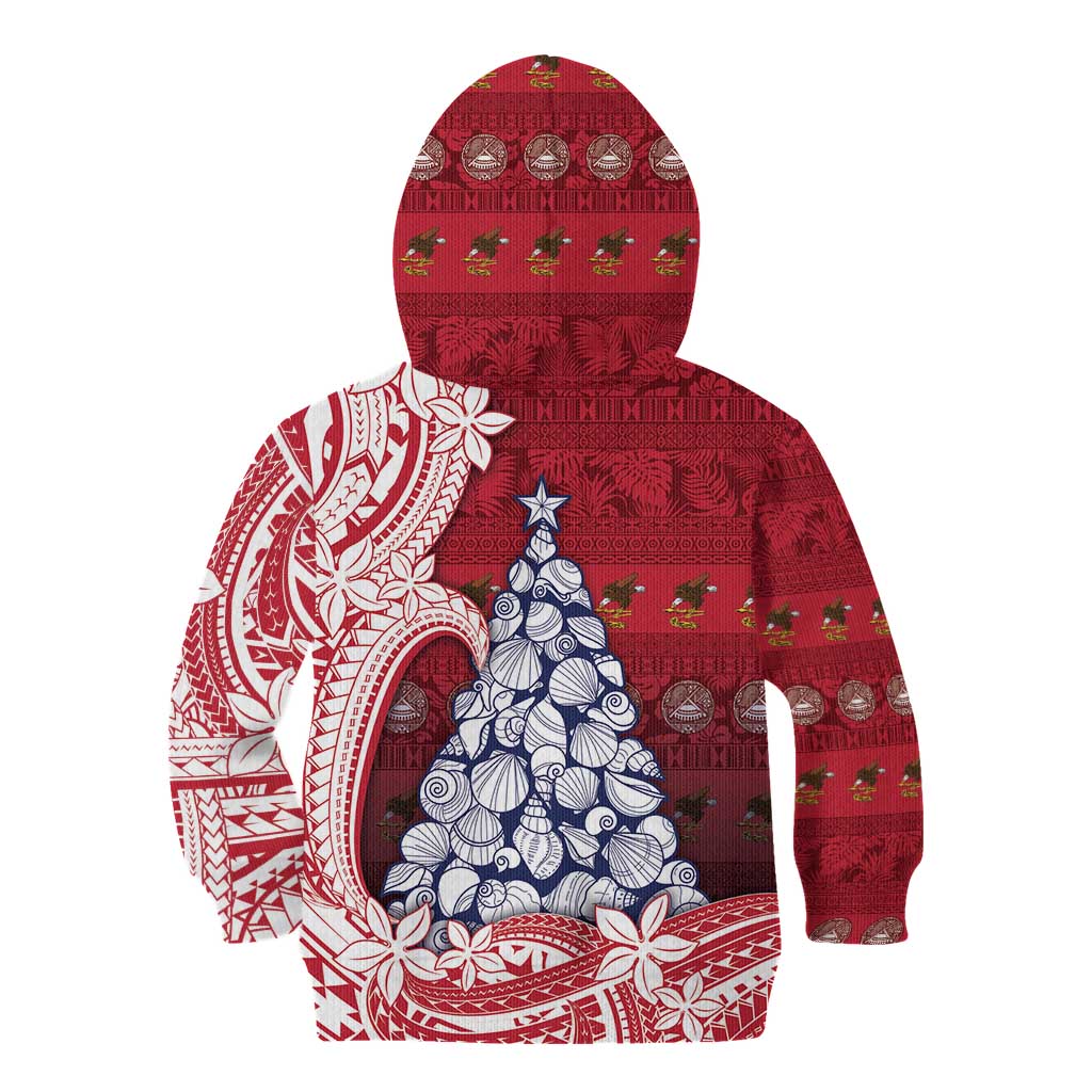 American Samoa Christmas Kid Hoodie Seashell Xmas Tree Tribal Waves DT05 - Polynesian Pride