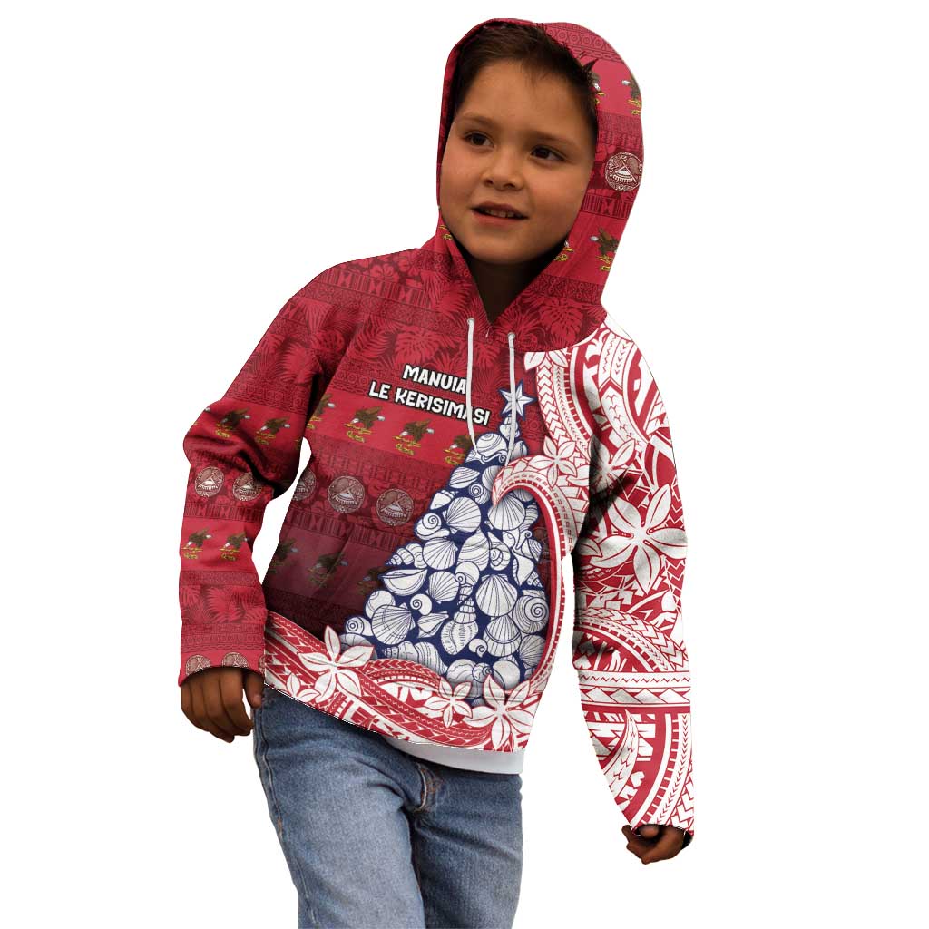 American Samoa Christmas Kid Hoodie Seashell Xmas Tree Tribal Waves DT05 - Polynesian Pride