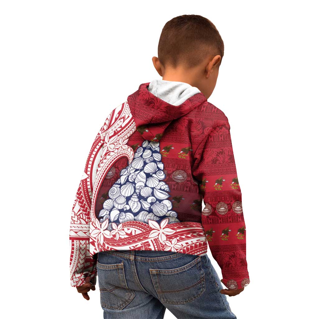 American Samoa Christmas Kid Hoodie Seashell Xmas Tree Tribal Waves DT05 - Polynesian Pride