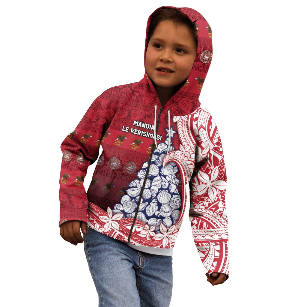 American Samoa Christmas Kid Hoodie Seashell Xmas Tree Tribal Waves DT05 - Polynesian Pride