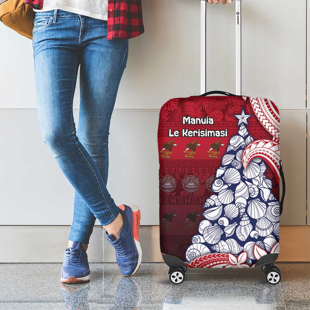 American Samoa Christmas Luggage Cover Seashell Xmas Tree Tribal Waves DT05 - Polynesian Pride
