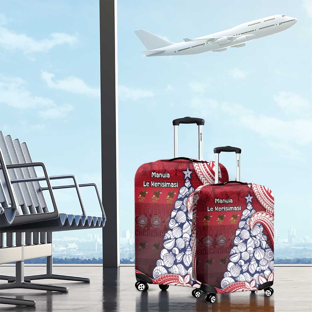 American Samoa Christmas Luggage Cover Seashell Xmas Tree Tribal Waves DT05 - Polynesian Pride
