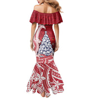 American Samoa Christmas Mermaid Dress Seashell Xmas Tree Tribal Waves DT05 - Polynesian Pride