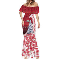 American Samoa Christmas Mermaid Dress Seashell Xmas Tree Tribal Waves DT05 - Polynesian Pride