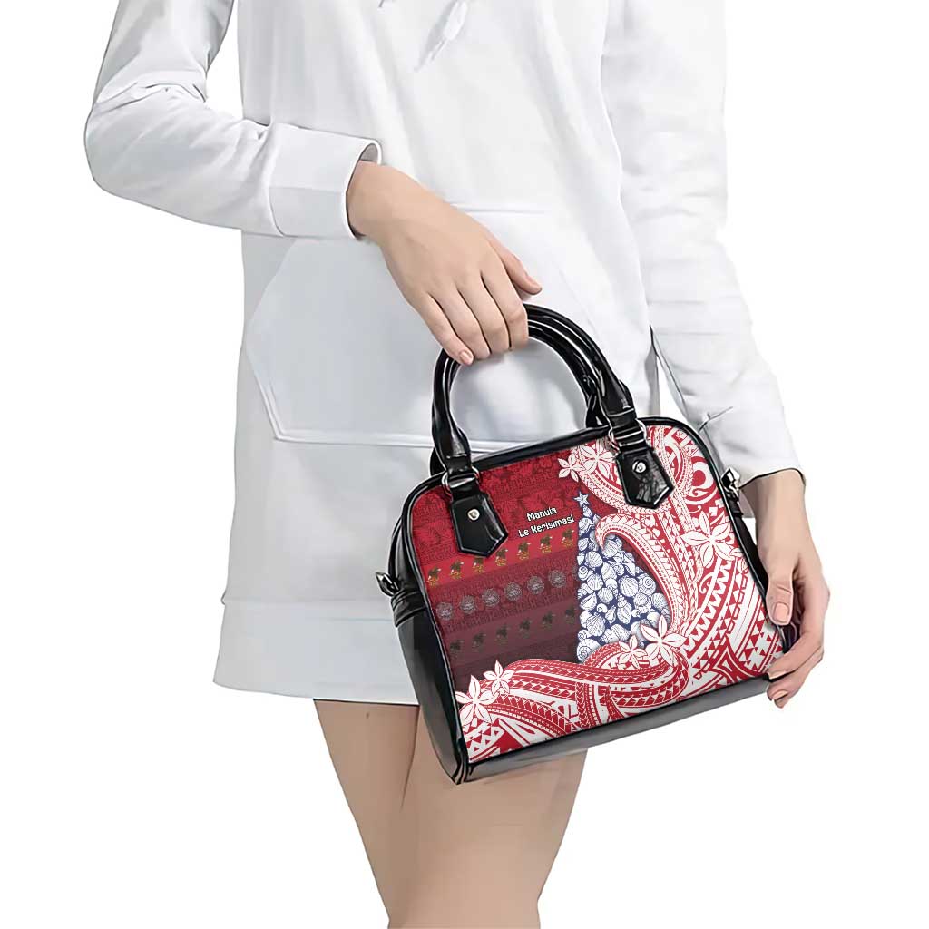 American Samoa Christmas Shoulder Handbag Seashell Xmas Tree Tribal Waves DT05 - Polynesian Pride