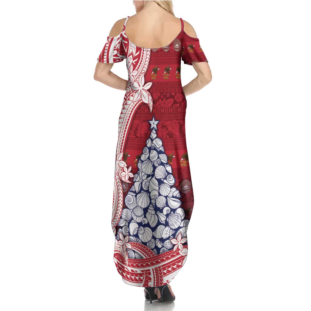 American Samoa Christmas Summer Maxi Dress Seashell Xmas Tree Tribal Waves DT05 - Polynesian Pride