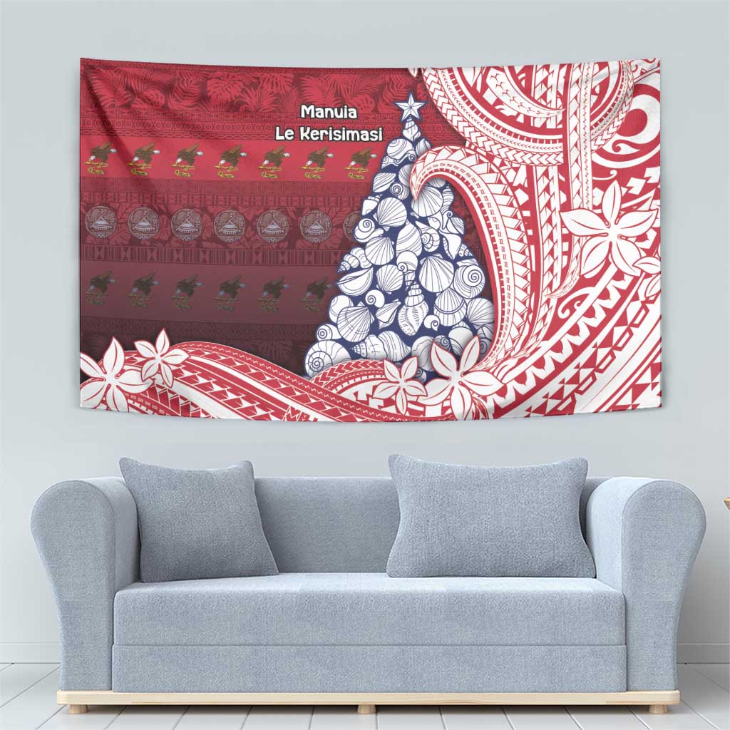 American Samoa Christmas Tapestry Seashell Xmas Tree Tribal Waves DT05 - Polynesian Pride