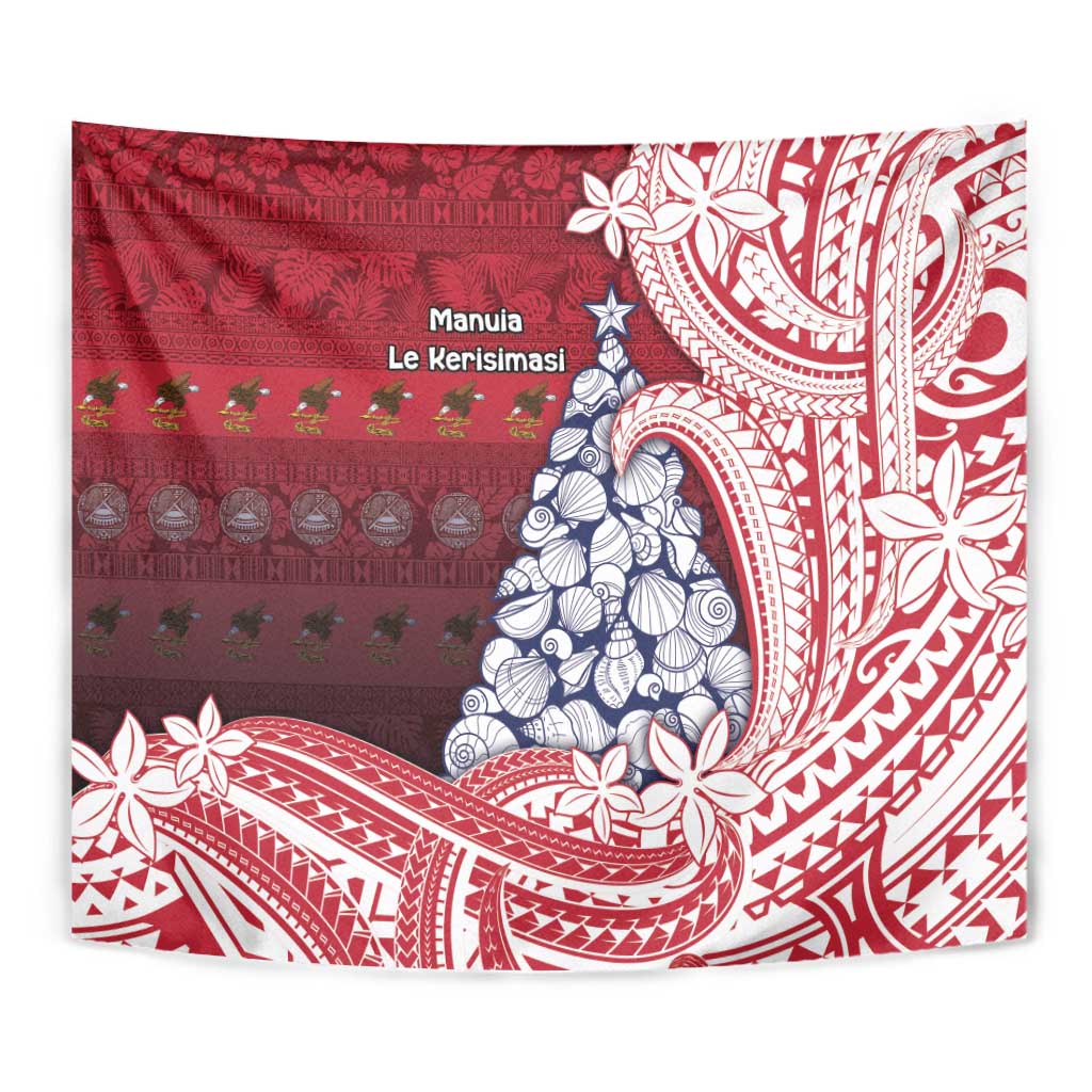 American Samoa Christmas Tapestry Seashell Xmas Tree Tribal Waves DT05 - Polynesian Pride