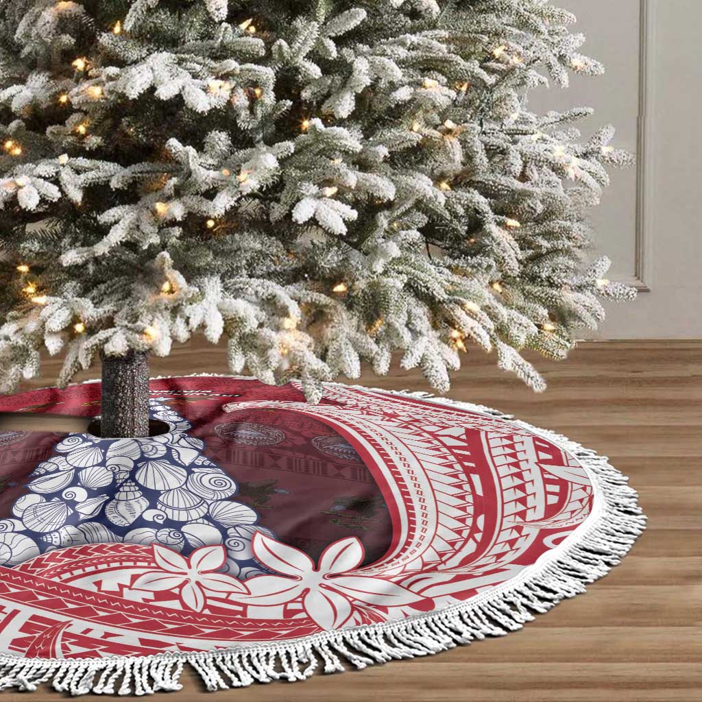 American Samoa Christmas Tree Skirt Seashell Xmas Tree And Waves Patterns DT05 - Polynesian Pride