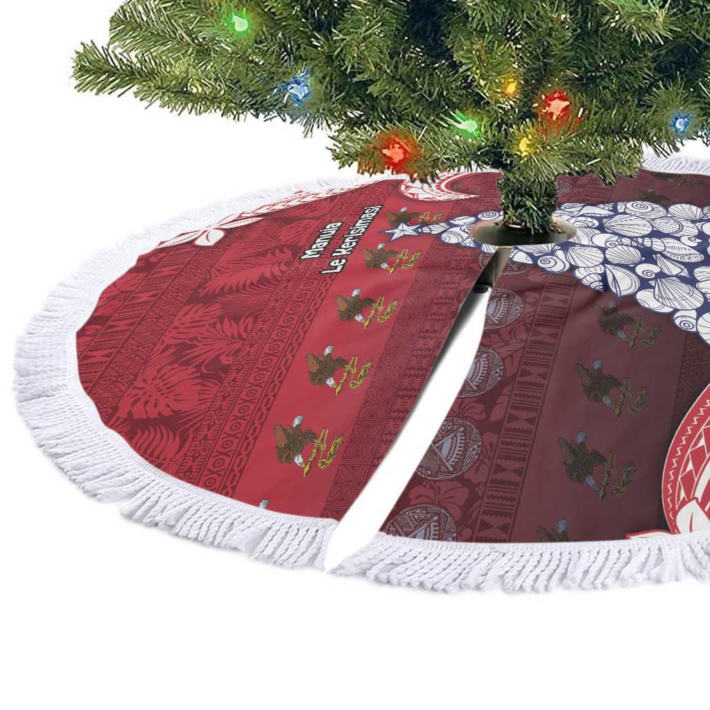 American Samoa Christmas Tree Skirt Seashell Xmas Tree And Waves Patterns DT05 - Polynesian Pride
