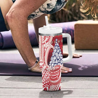 American Samoa Christmas Tumbler With Handle Seashell Xmas Tree Tribal Waves DT05 - Polynesian Pride