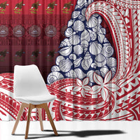 American Samoa Christmas Window Curtain Seashell Xmas Tree Tribal Waves DT05 - Polynesian Pride