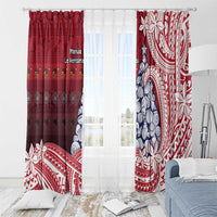 American Samoa Christmas Window Curtain Seashell Xmas Tree Tribal Waves DT05 - Polynesian Pride