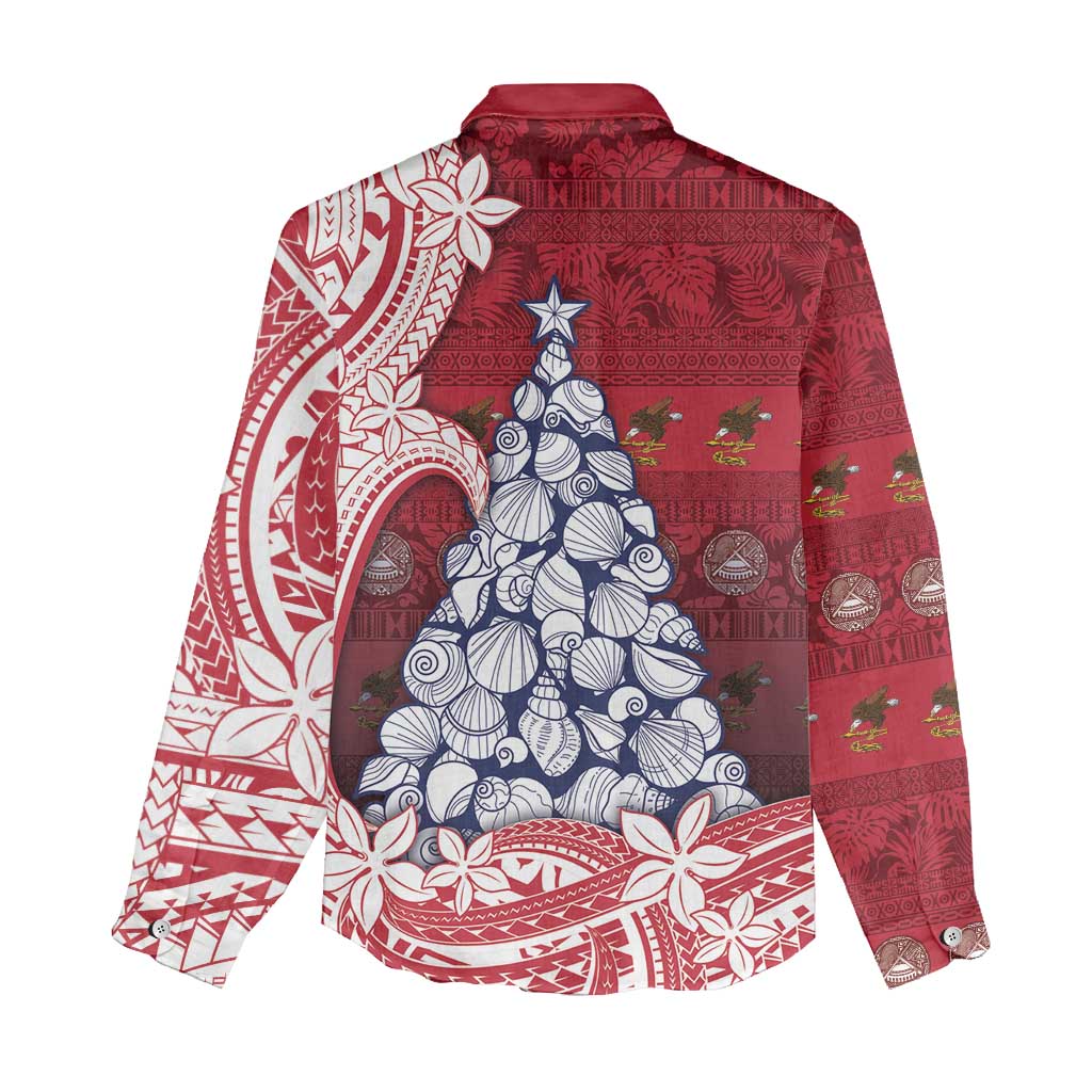 American Samoa Christmas Women Casual Shirt Seashell Xmas Tree Tribal Waves DT05 - Polynesian Pride