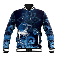 New Zealand Matariki Baseball Jacket Maori Tui Bird Blue Galaxy DT05 Unisex Blue - Polynesian Pride