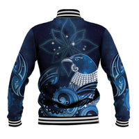 New Zealand Matariki Baseball Jacket Maori Tui Bird Blue Galaxy DT05 - Polynesian Pride