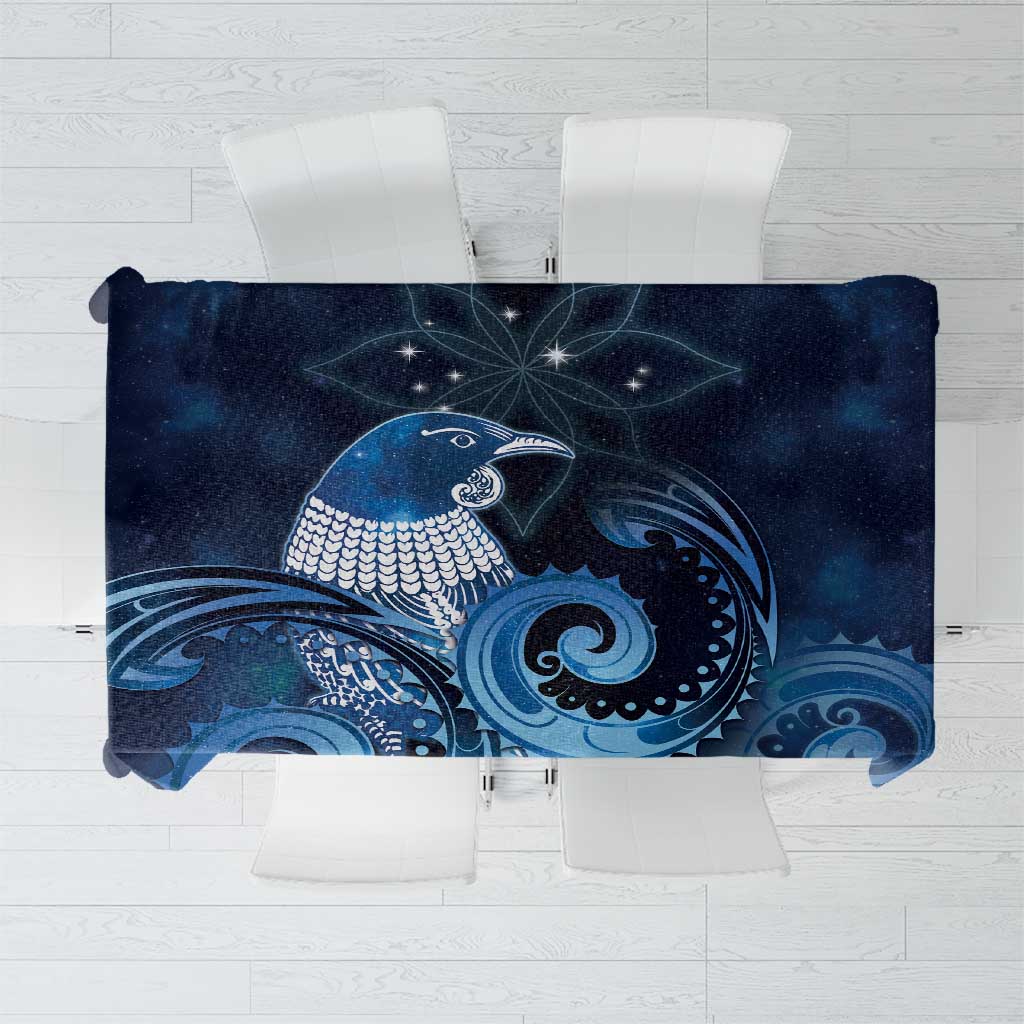 New Zealand Matariki Tablecloth Maori Tui Bird Blue Galaxy DT05 Blue - Polynesian Pride