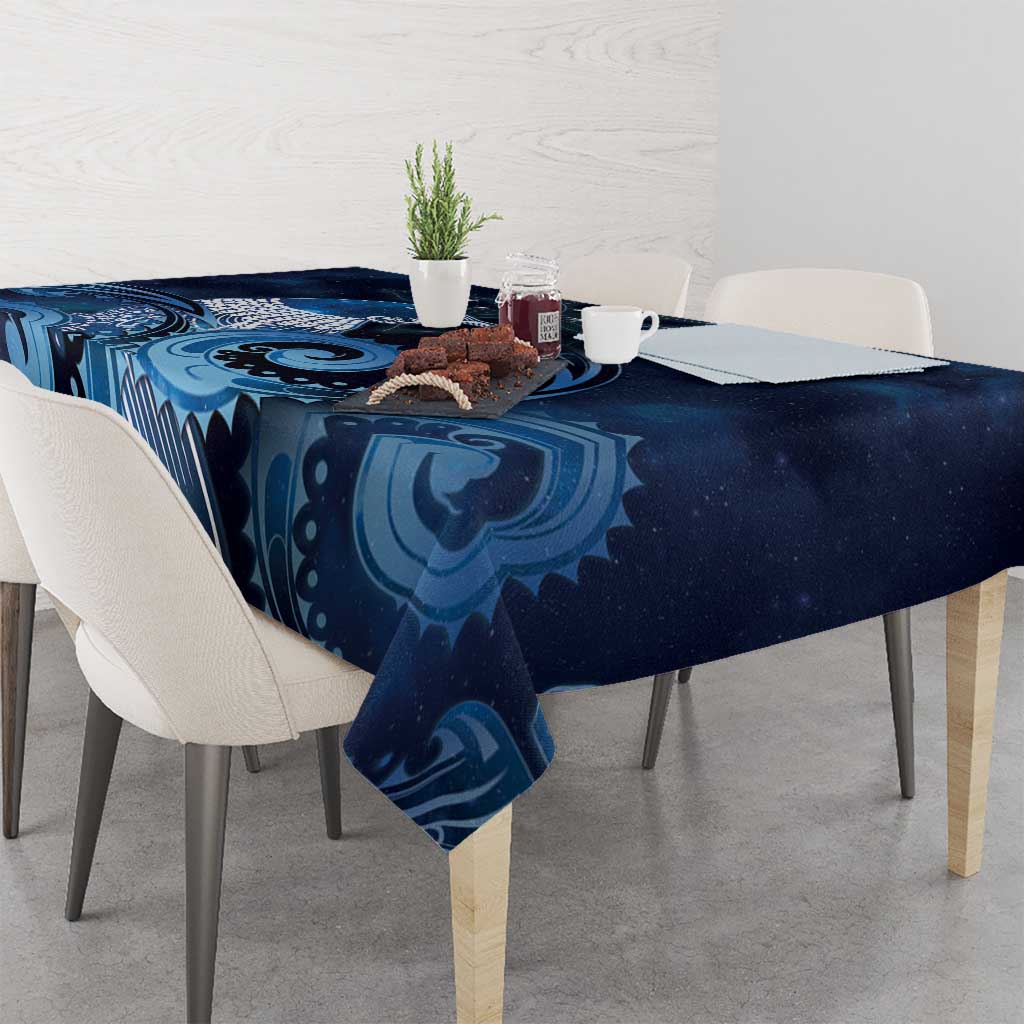 New Zealand Matariki Tablecloth Maori Tui Bird Blue Galaxy DT05 - Polynesian Pride