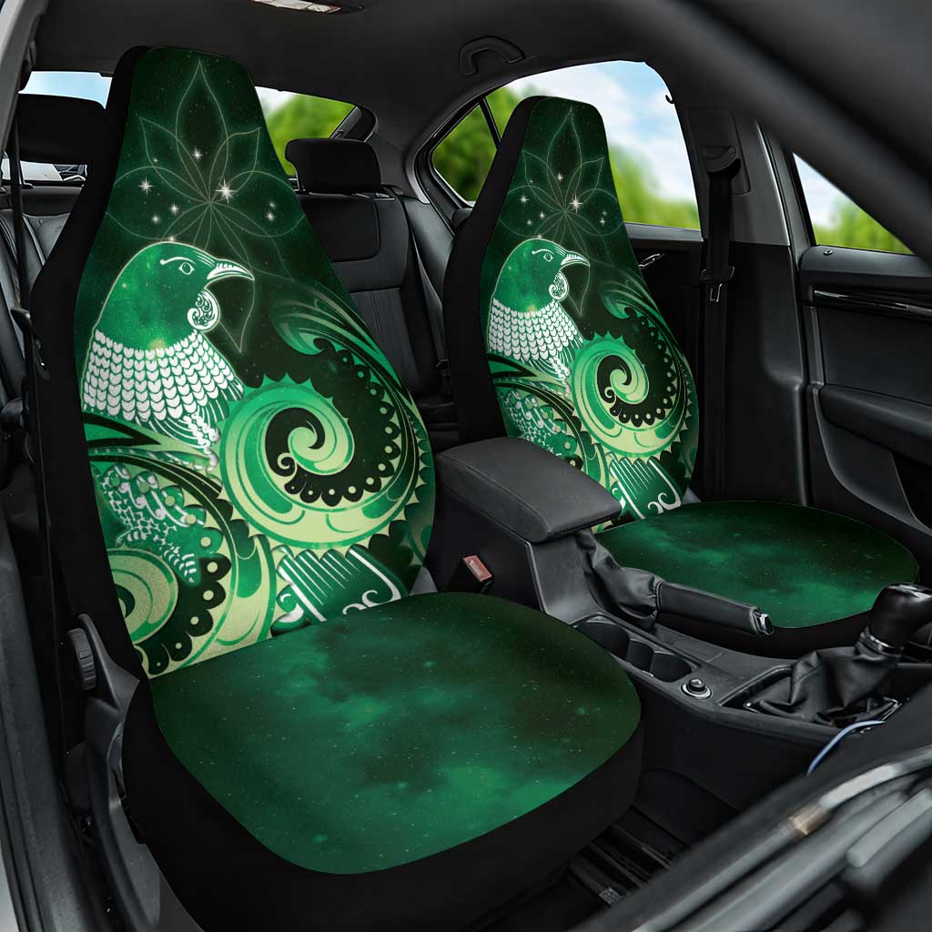 New Zealand Matariki Car Seat Cover Maori Tui Bird Green Galaxy DT05 One Size Green - Polynesian Pride