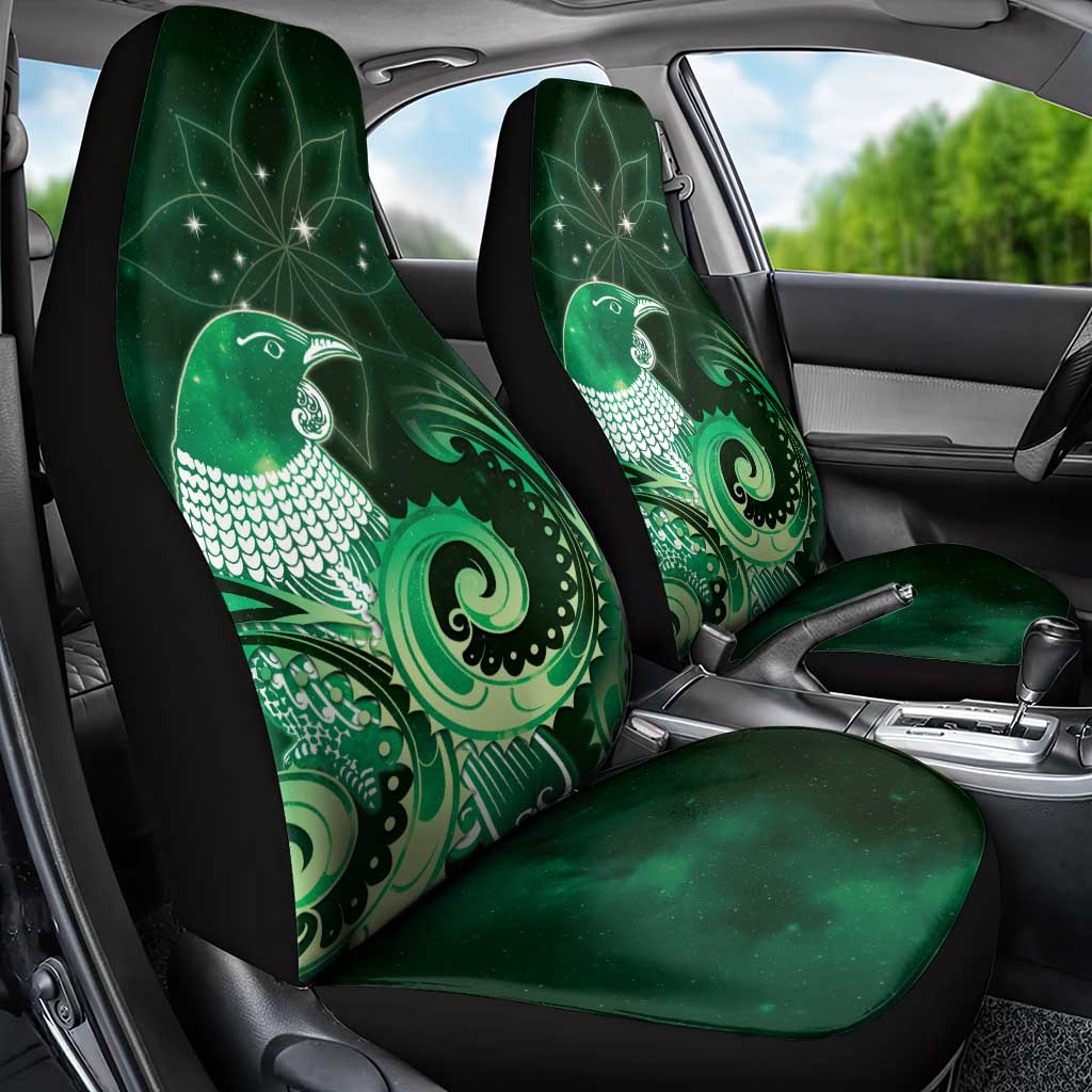 New Zealand Matariki Car Seat Cover Maori Tui Bird Green Galaxy DT05 - Polynesian Pride