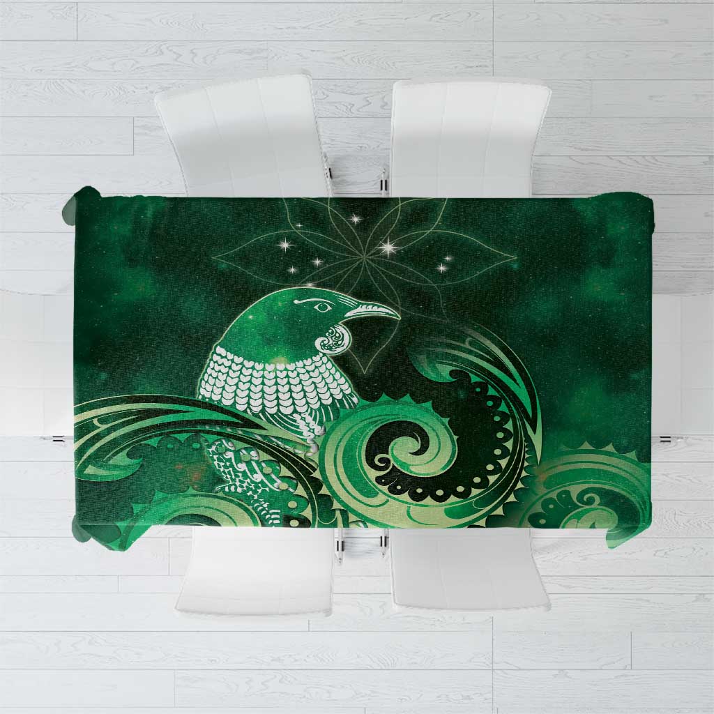 New Zealand Matariki Tablecloth Maori Tui Bird Green Galaxy DT05 Green - Polynesian Pride
