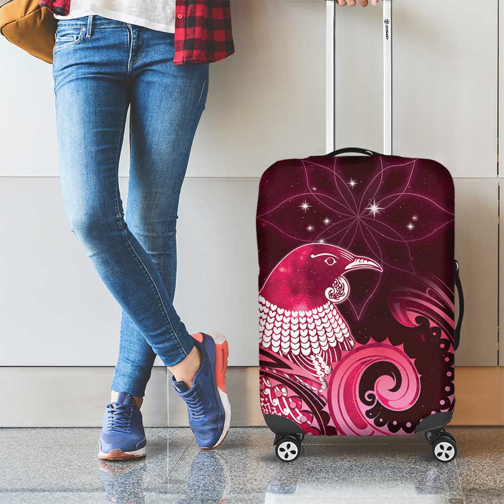 New Zealand Matariki Luggage Cover Maori Tui Bird Magenta Galaxy DT05 - Polynesian Pride
