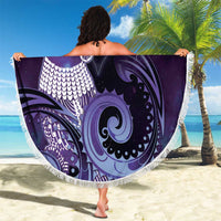 New Zealand Matariki Beach Blanket Maori Tui Bird Purple Galaxy DT05 - Polynesian Pride