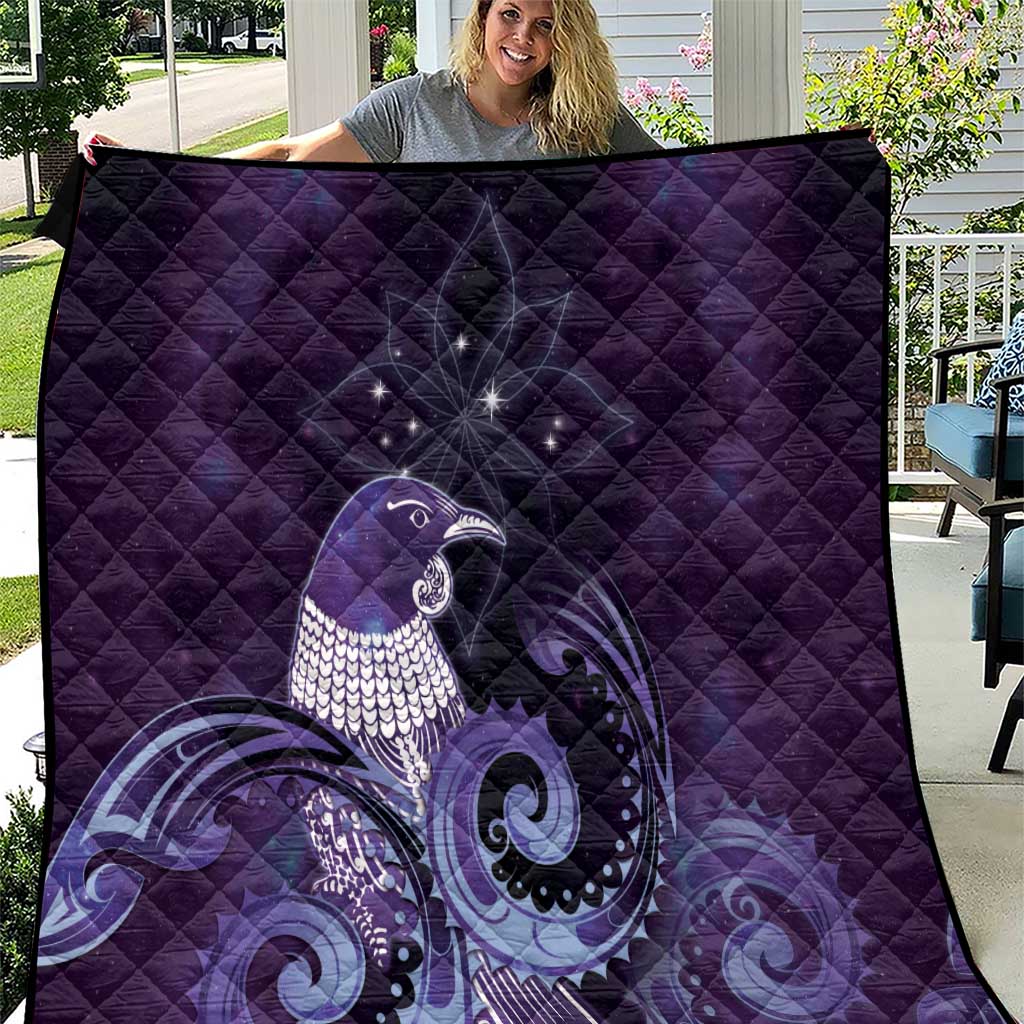 New Zealand Matariki Quilt Maori Tui Bird Purple Galaxy DT05 Purple - Polynesian Pride