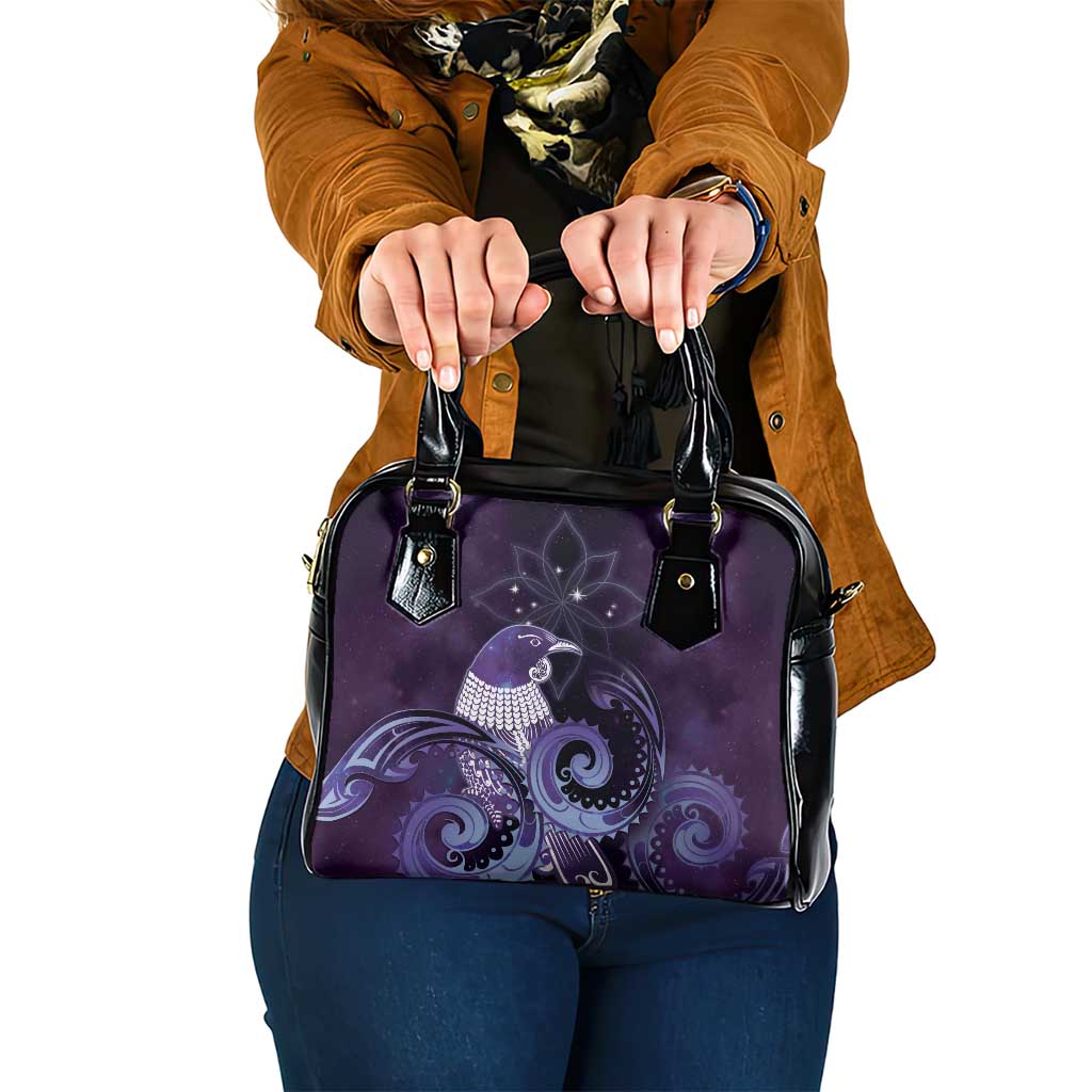 New Zealand Matariki Shoulder Handbag Maori Tui Bird Purple Galaxy DT05 One Size Purple - Polynesian Pride
