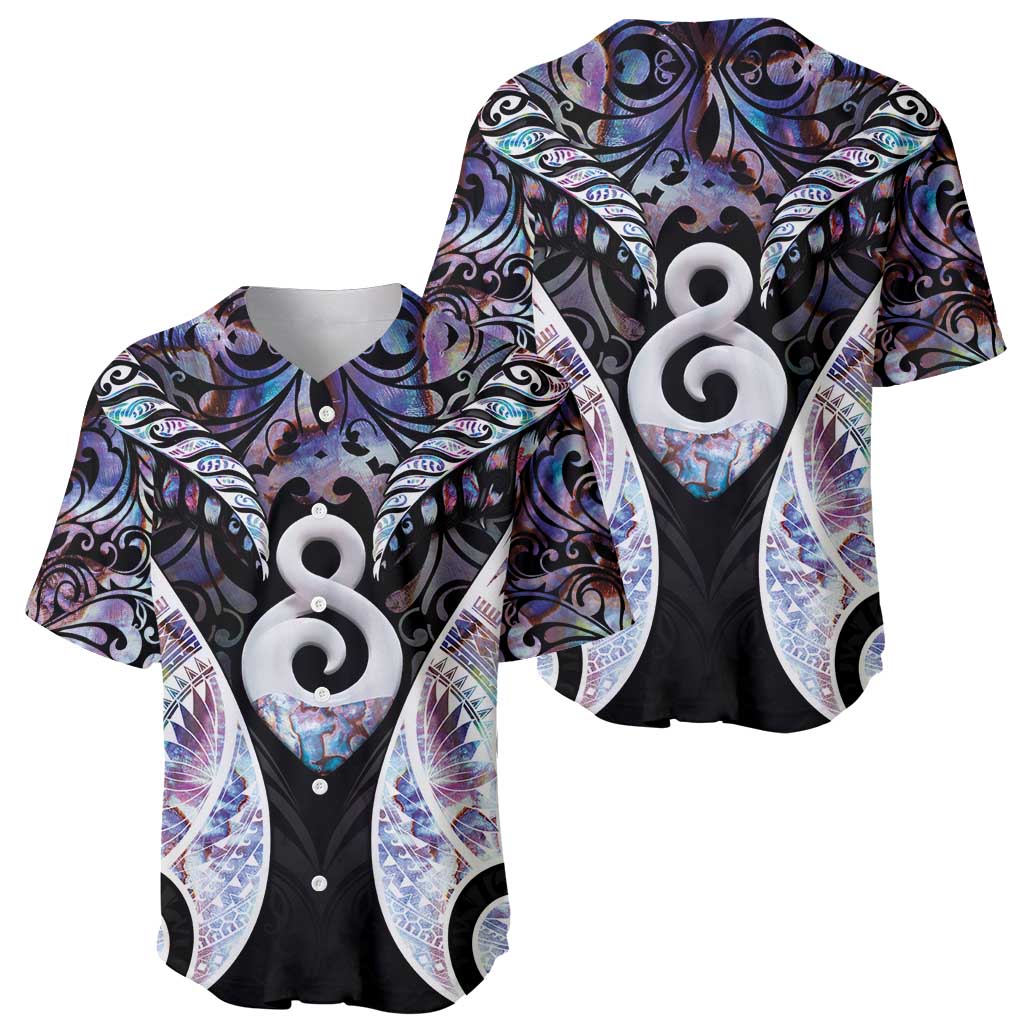New Zealand Aotearoa Baseball Jersey Pikorua Single Twist Pink Paua Shell DT05 - Polynesian Pride