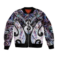 New Zealand Aotearoa Bomber Jacket Pikorua Single Twist Pink Paua Shell DT05 Unisex Pink - Polynesian Pride
