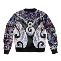 New Zealand Aotearoa Bomber Jacket Pikorua Single Twist Pink Paua Shell DT05 - Polynesian Pride