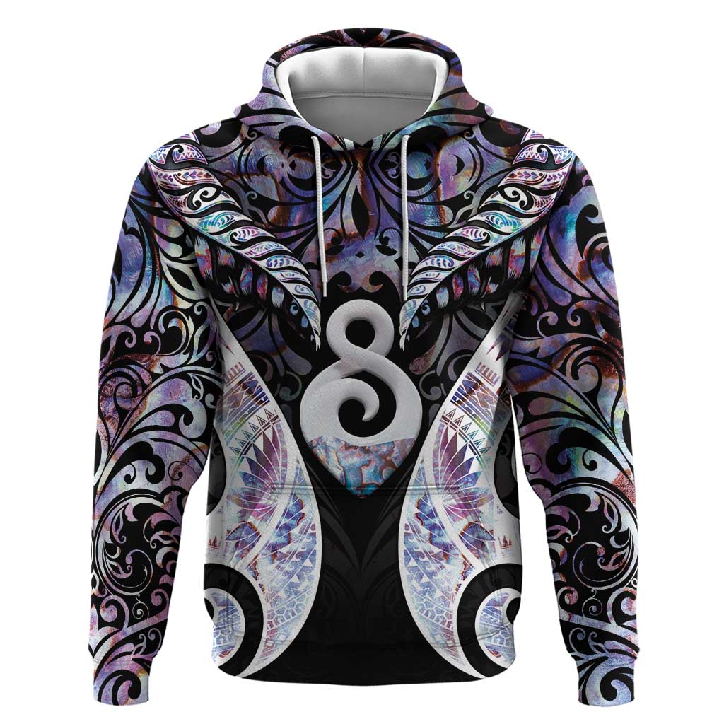 New Zealand Aotearoa Hoodie Pikorua Single Twist Pink Paua Shell DT05 Pullover Hoodie Pink - Polynesian Pride
