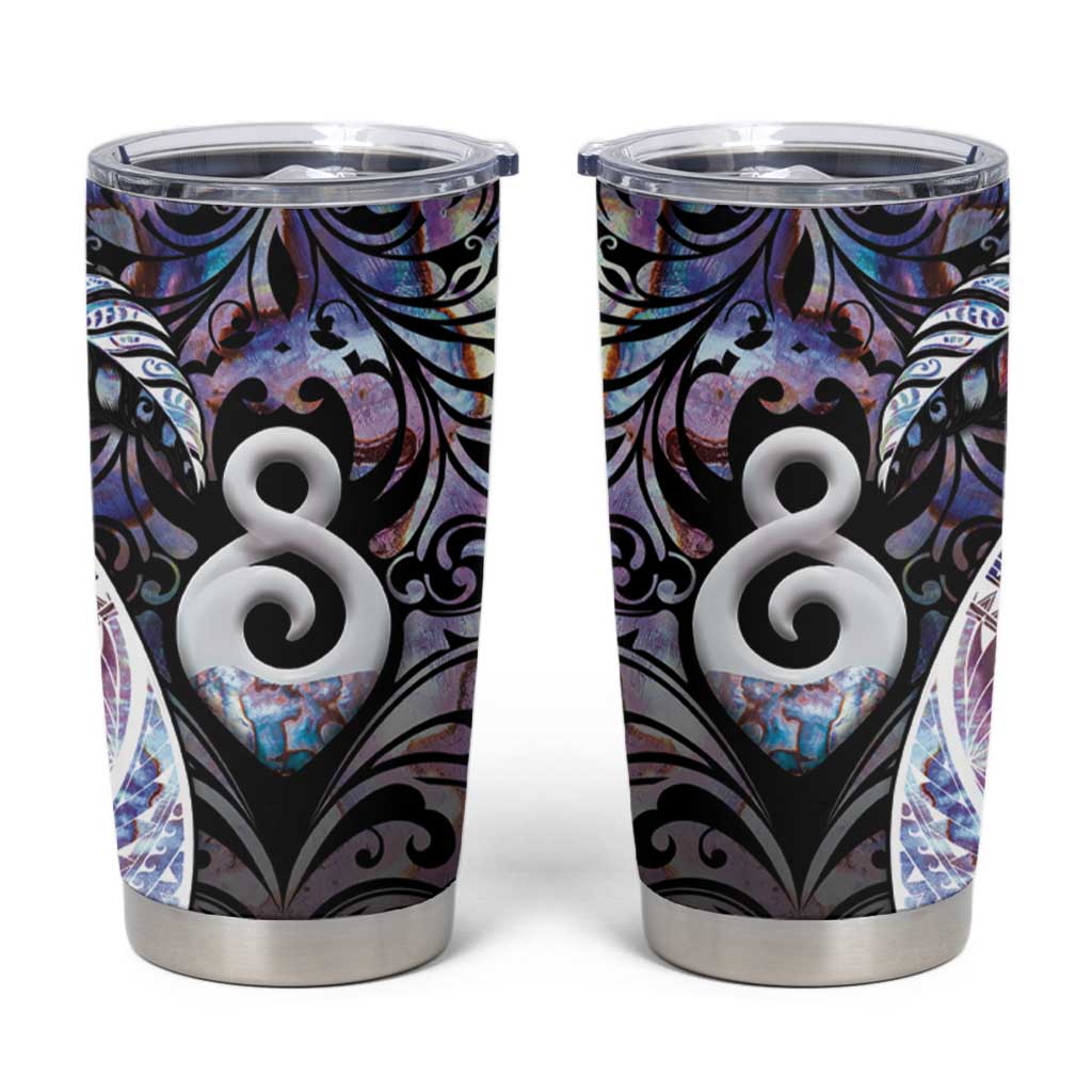 New Zealand Aotearoa Tumbler Cup Pikorua Single Twist Pink Paua Shell DT05 Pink - Polynesian Pride