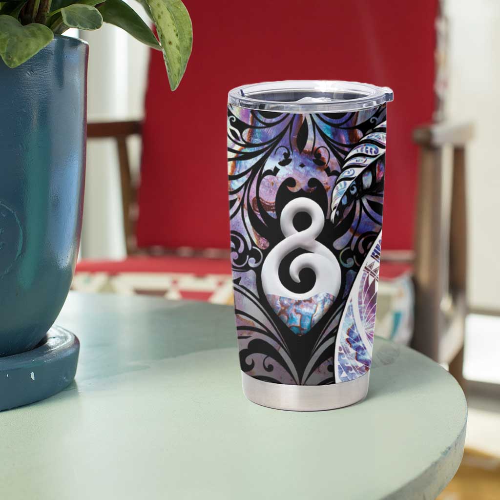 New Zealand Aotearoa Tumbler Cup Pikorua Single Twist Pink Paua Shell DT05 - Polynesian Pride