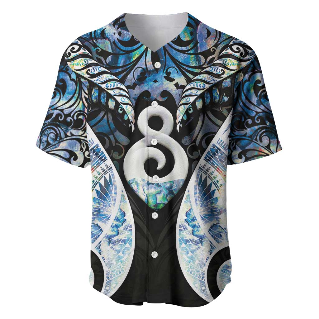 New Zealand Aotearoa Baseball Jersey Pikorua Single Twist Green Paua Shell DT05 Green - Polynesian Pride