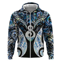 New Zealand Aotearoa Zip Hoodie Pikorua Single Twist Green Paua Shell DT05 Zip Hoodie Green - Polynesian Pride