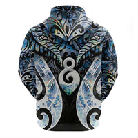 New Zealand Aotearoa Zip Hoodie Pikorua Single Twist Green Paua Shell DT05 - Polynesian Pride