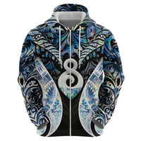 New Zealand Aotearoa Zip Hoodie Pikorua Single Twist Green Paua Shell DT05 - Polynesian Pride