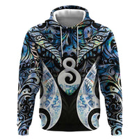 New Zealand Aotearoa Zip Hoodie Pikorua Single Twist Green Paua Shell DT05 Pullover Hoodie Green - Polynesian Pride